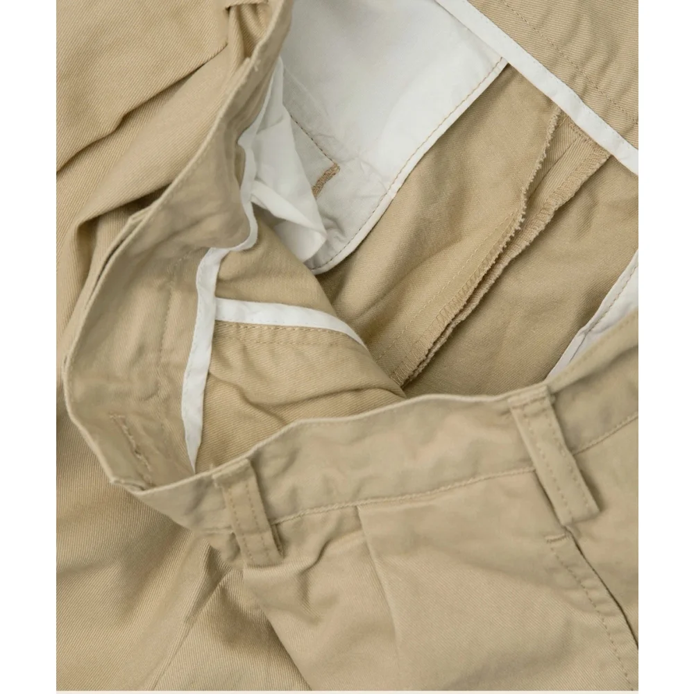 Old Money Style 1930s IVY Style Double Pleated Chino Academia Trousers 32 Khaki